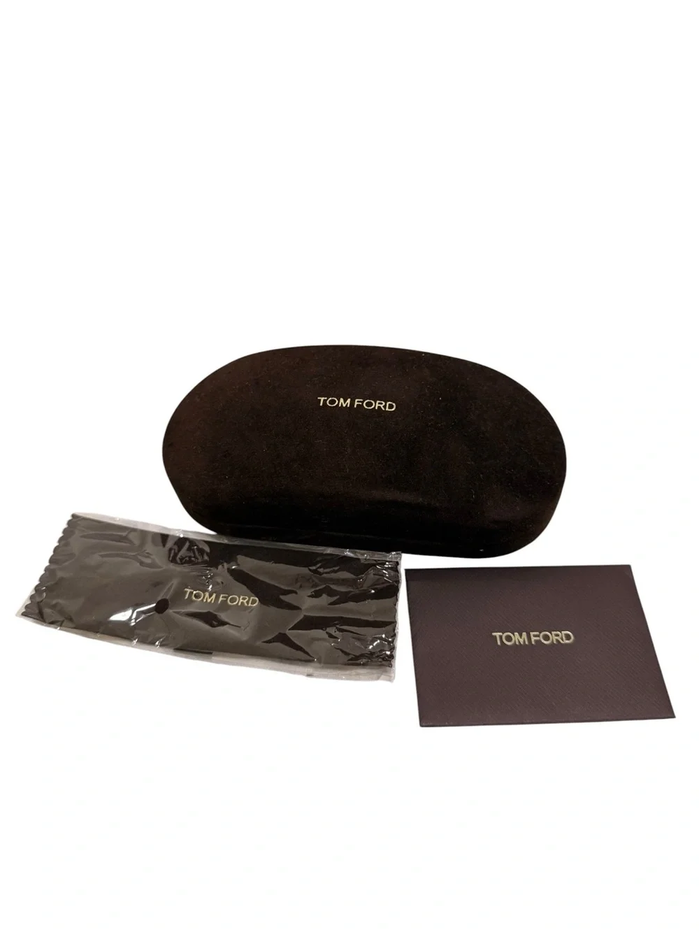 Tom Ford Brown Sunglasses Case Set with Cloth and Card